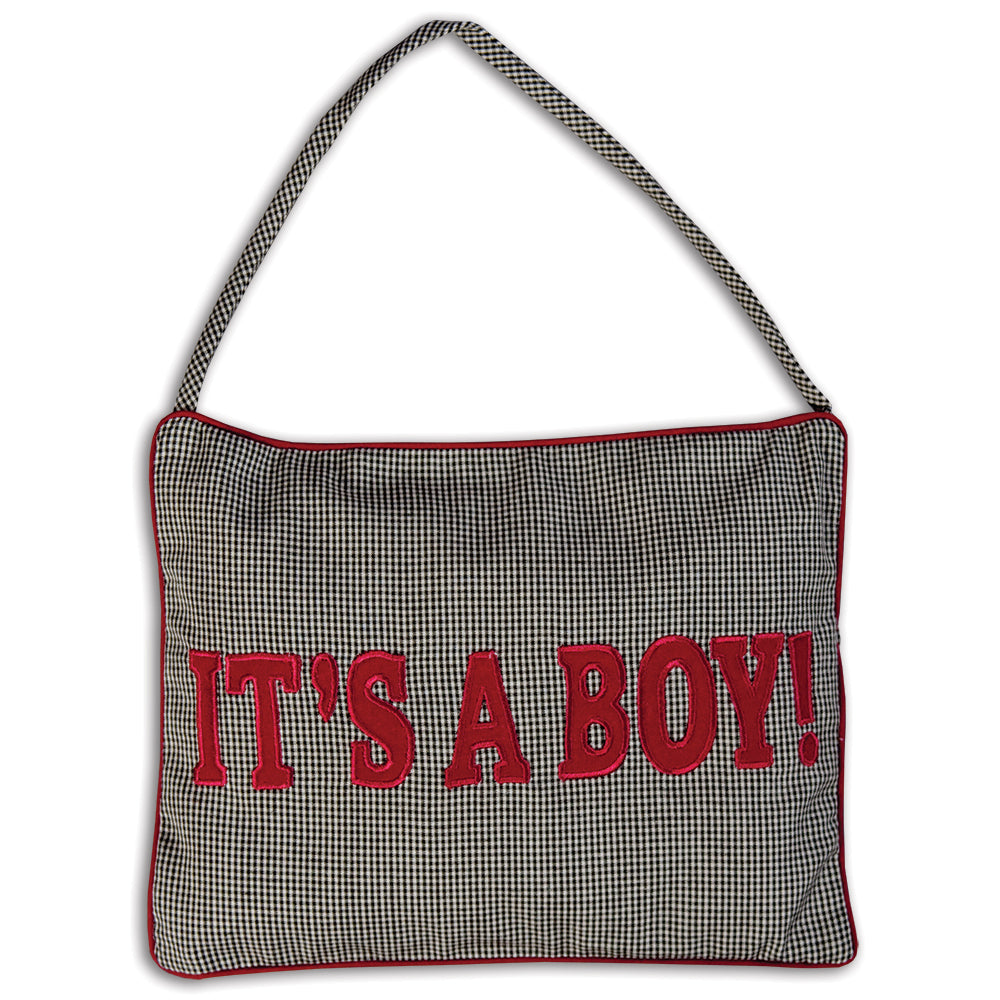 It's A Boy/Girl! Black Tiny Gingham Mini Pillow 5158