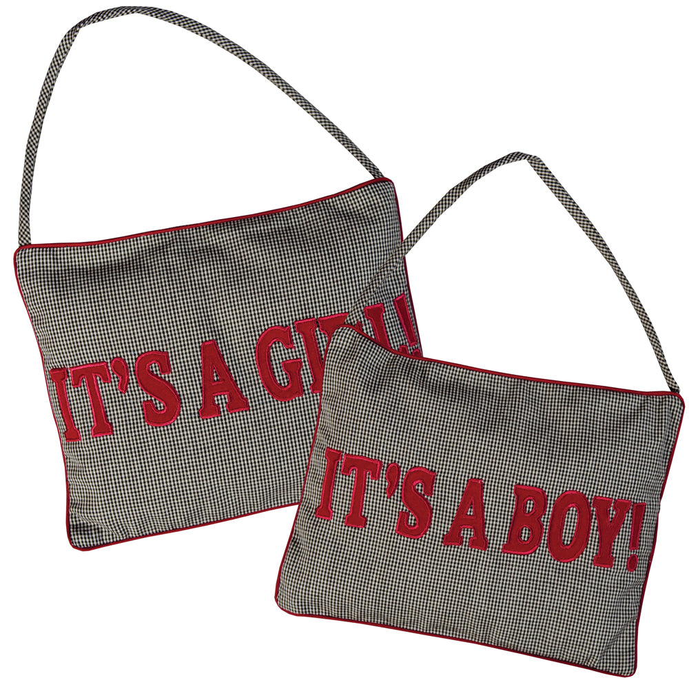 It's A Boy/Girl! Black Tiny Gingham Mini Pillow 5158