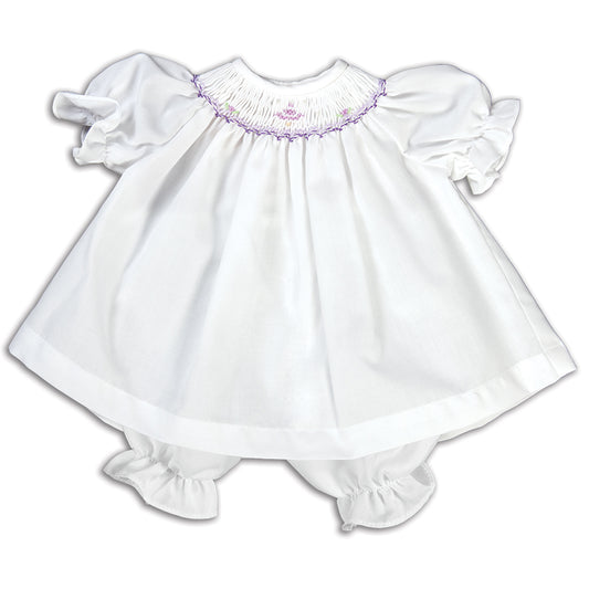 Purple Snowy Tree White Smocked Doll Dress 14H 5173 DD PU