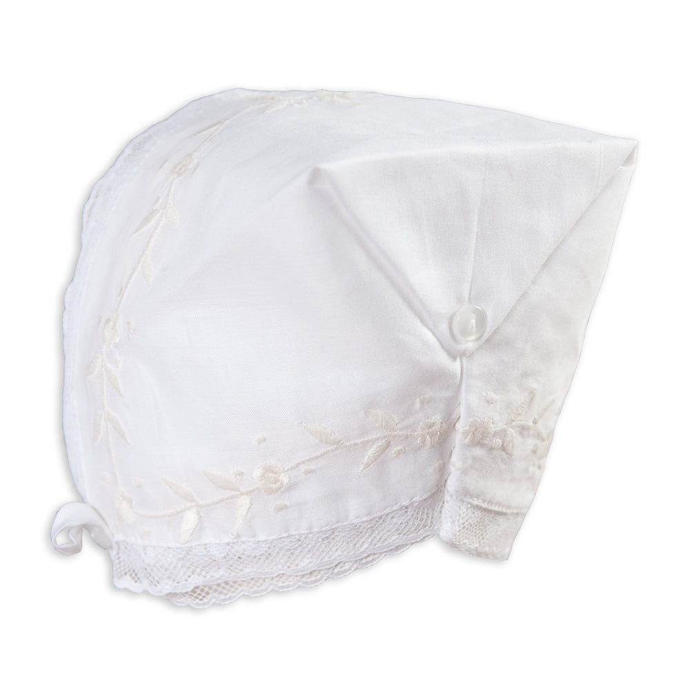 Purdie White Hankie Bonnet with Lace 5301