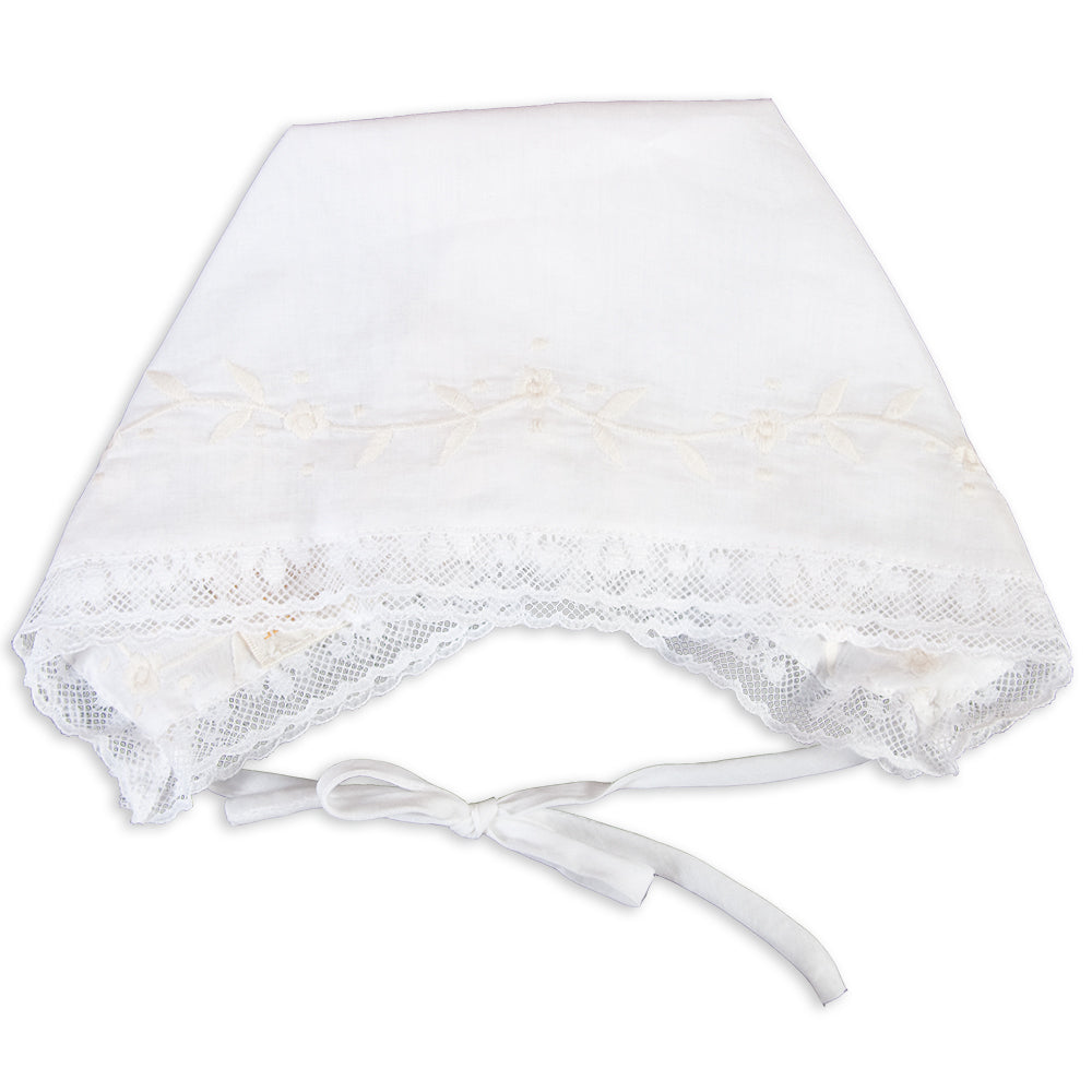Purdie White Hankie Bonnet with Lace 5301