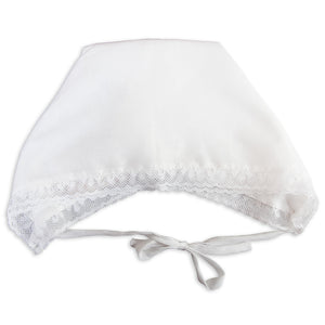 Miriam White Hankie Bonnet with Lace 5302