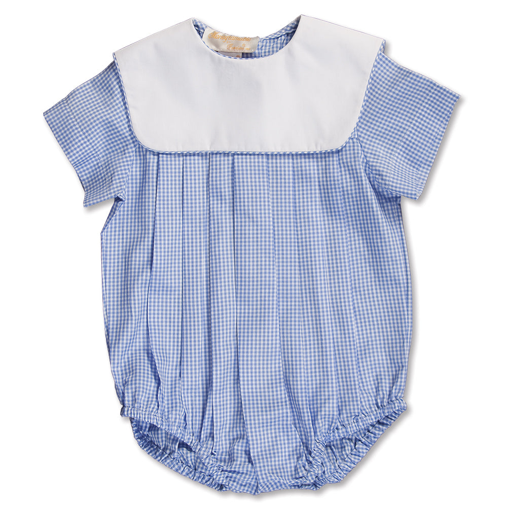 Light Blue Gingham Boy Bubble with Collar 15SP AYR 5374 BUB LBL