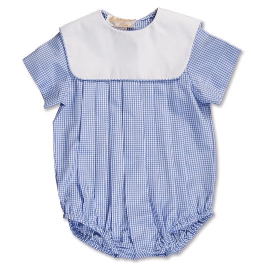 Light Blue Gingham Boy Bubble with Collar 15SP AYR 5374 BUB LBL