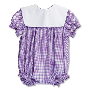 Lavender Gingham Girl Bubble with Collar 15SP AYR 5374 BUG LVD