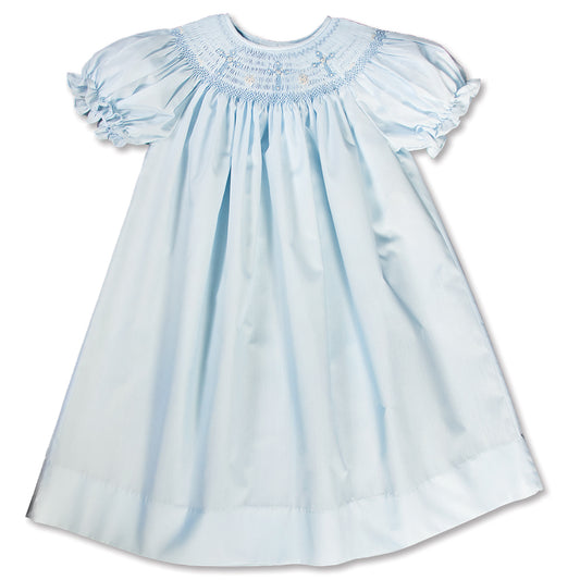 Three Crosses Light Blue Smocked Bishop 15SP AYR 5471 A LBL