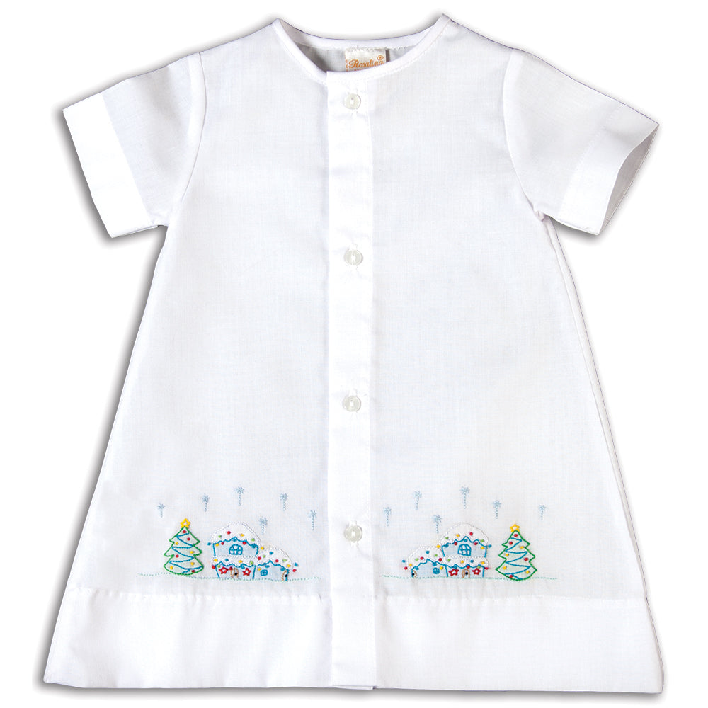 Home at Christmas Shadow Embroidered Boy White Daygown 16H 5690 DGB