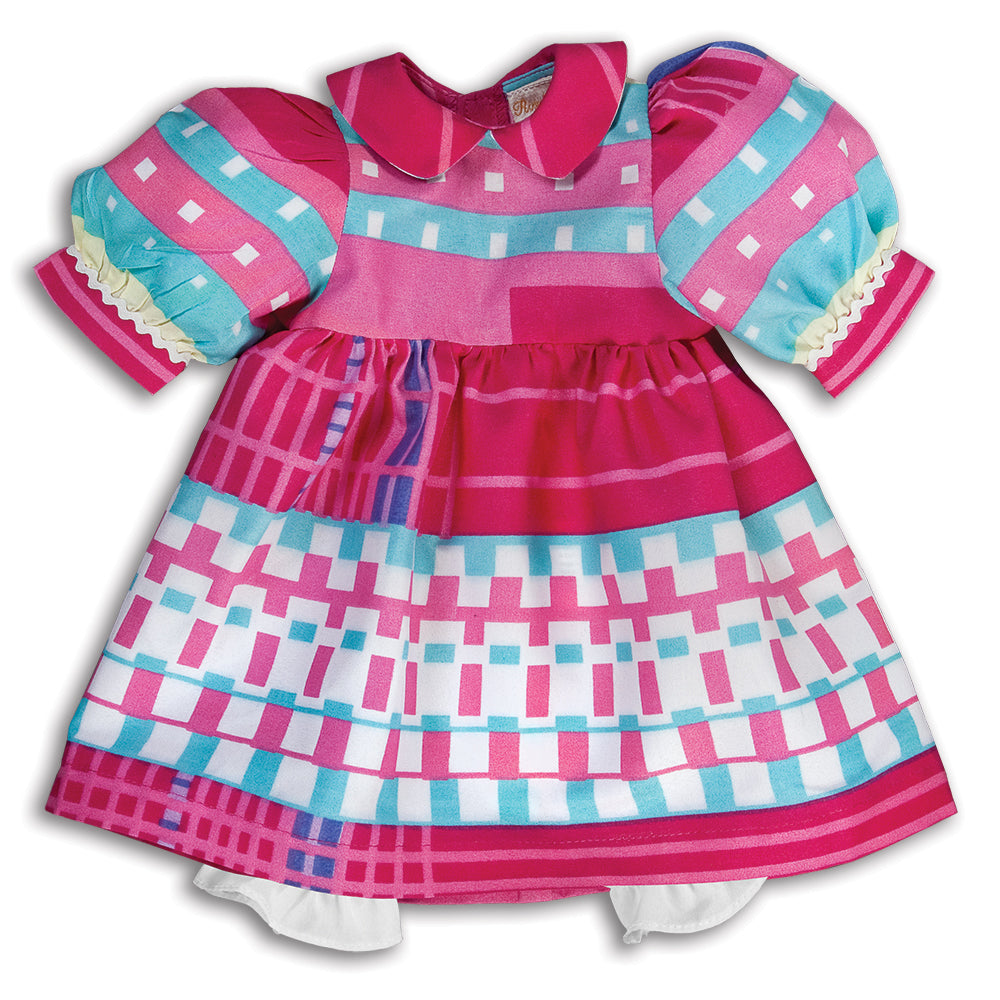 Pink Squares Retro Print Doll Dress 16SP 5697 DD