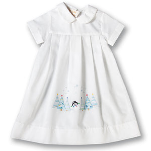 Snowman Christmas Shadow Embroidered Boy White Daygown 17H 5712 DGB