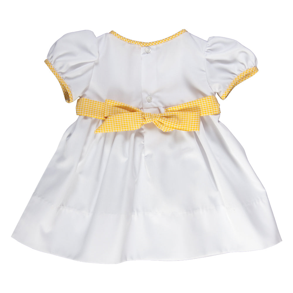Darla White with Yellow Gingham English Smocked Dress with Panty 16SP 5736 D