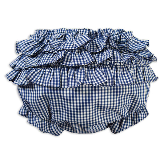 Royal Blue Gingham Girl Ruffled Diaper Cover 16SP AYR 5779 DCG RBL