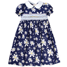 Navy Blue Floral English Smocked 100% Cotton Baby Dress 17SP 5813D