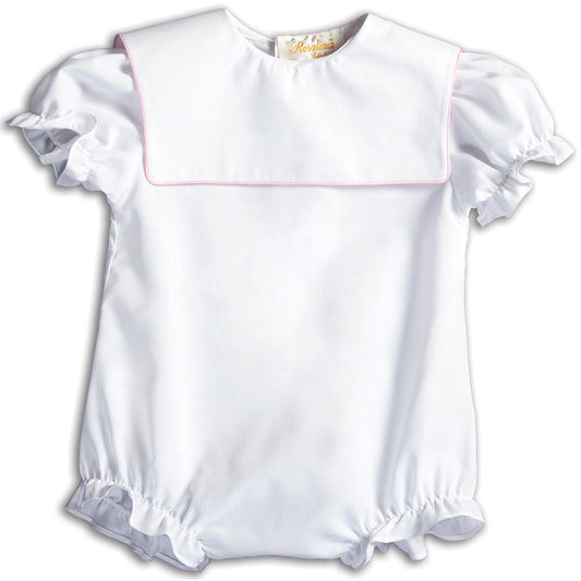 Girl White Bubble Square Collar w/Lt. Pink Trim 15AYR 5862 BUG