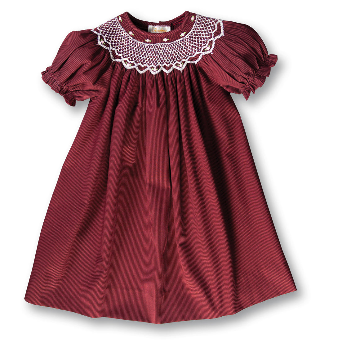 Maroon Pinstripe English Smocked Bishop 17F 5899 A