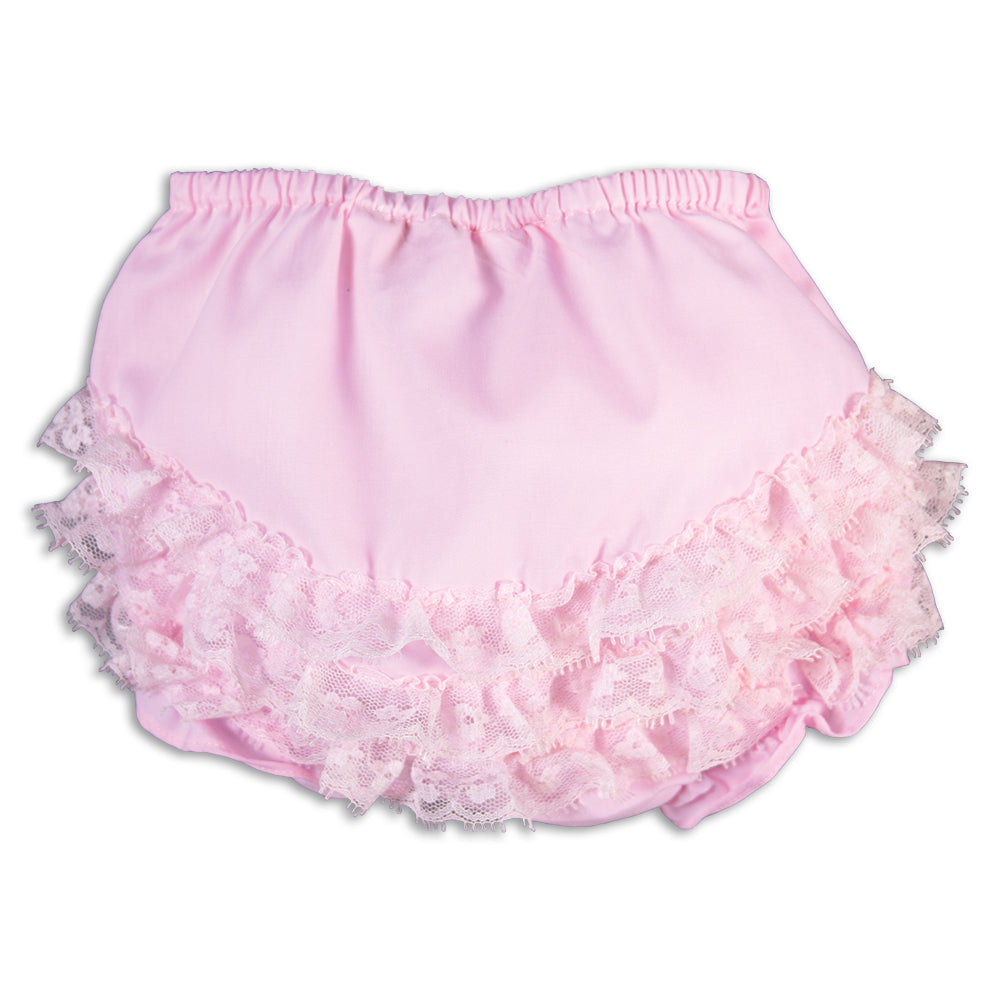 Pink Diaper Cover with Ruffled Lace – Rosalina Baby Boutique