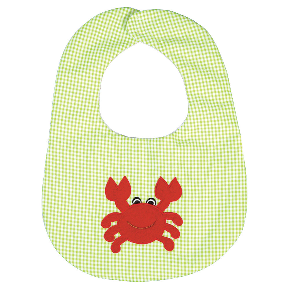 Happy Crab Apple Green Seersucker Bib 17SU 5941 BIB GR