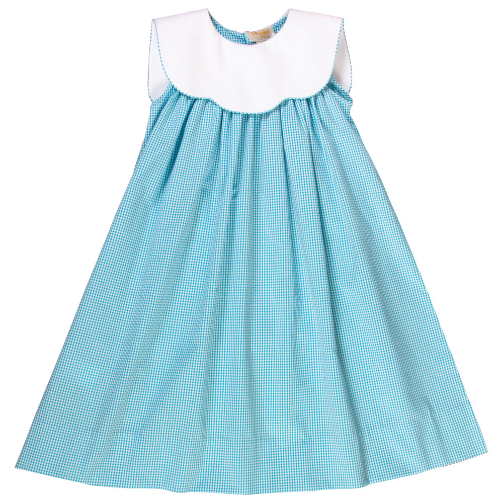 Turquoise Seersucker Sundress w/White Collar 17SU AYR 5944 SD TQ