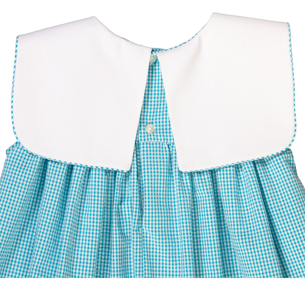 Turquoise Seersucker Sundress w/White Collar 17SU AYR 5944 SD TQ