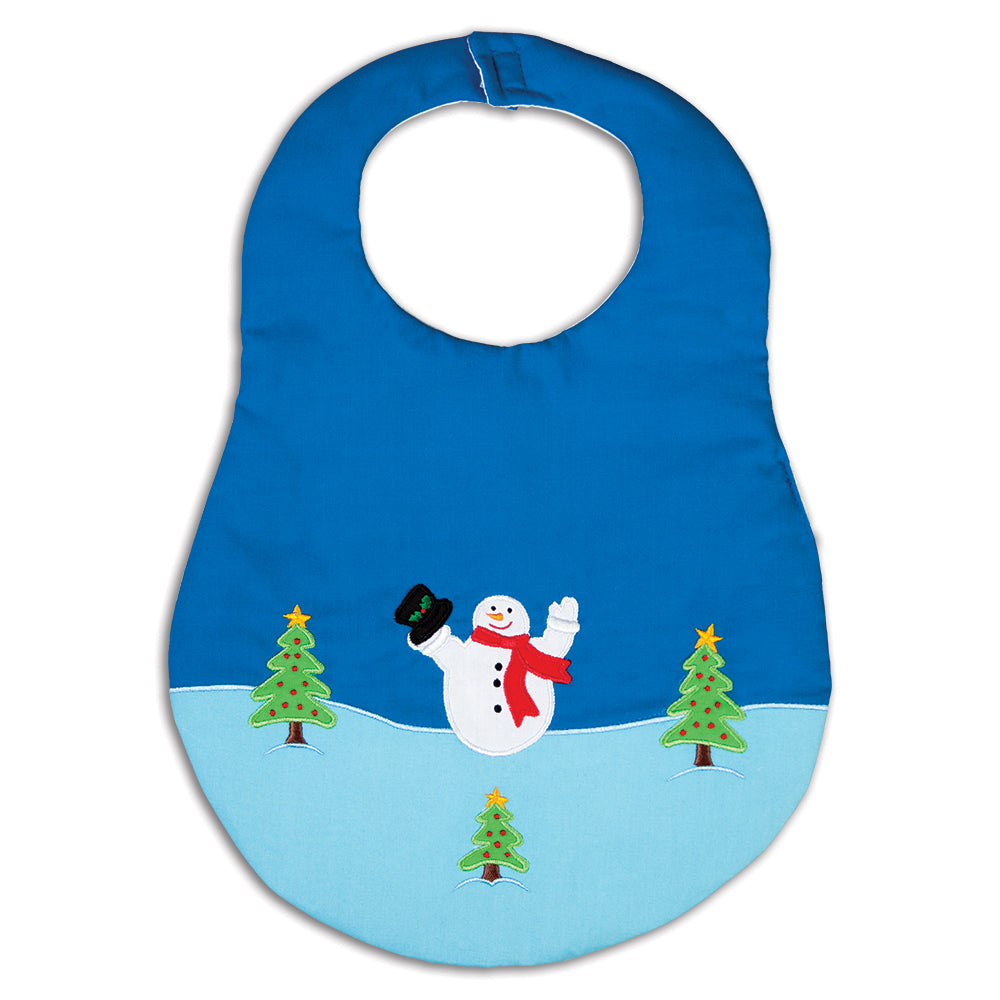 Hello Snowman Med. & Aqua Blue Bib 16H 5964 BIB