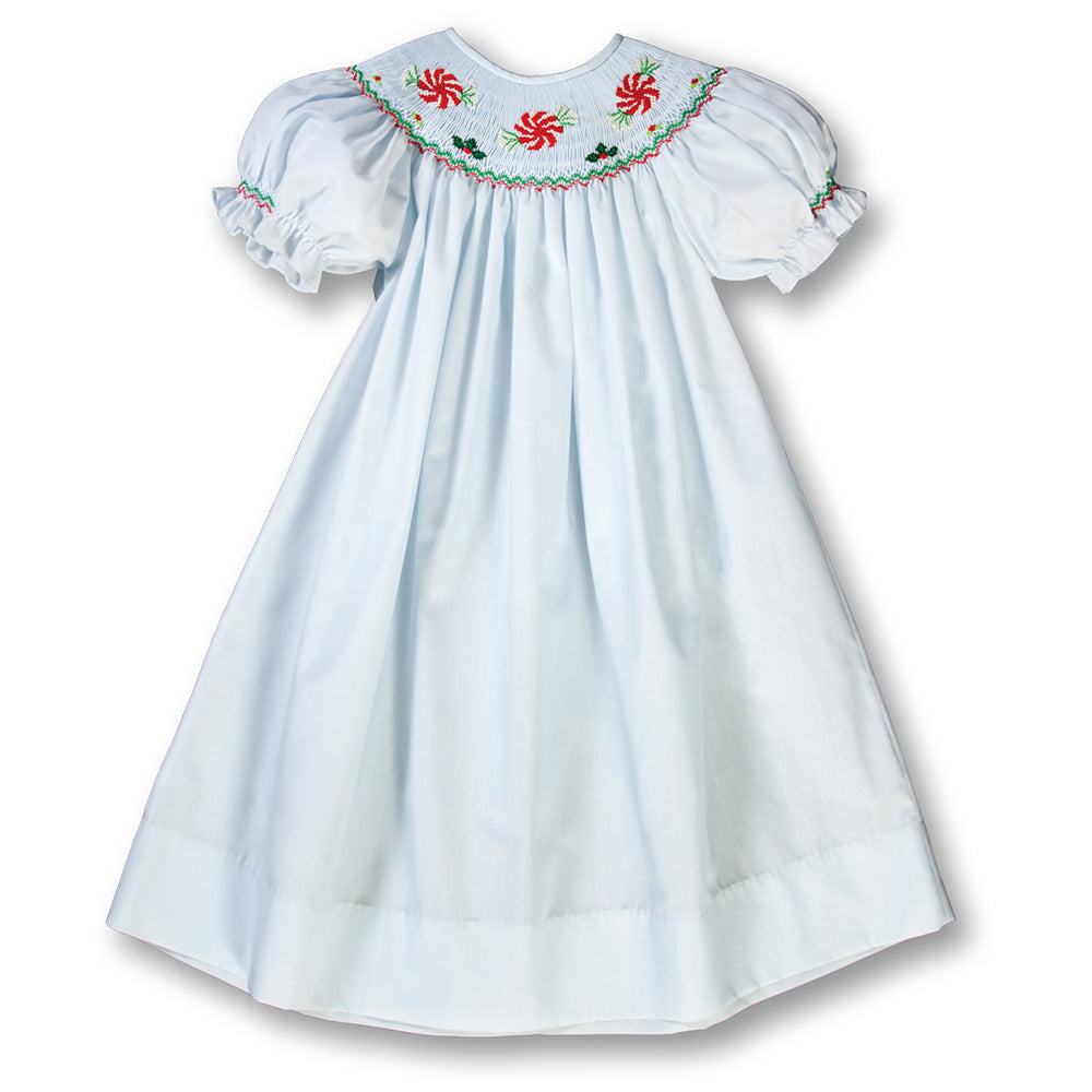 Peppermint Candies Light Blue Smocked Bishop Dress 17H 6004 A