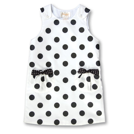 Black Polkadot White Aline w/Pockets 17F 6005 C