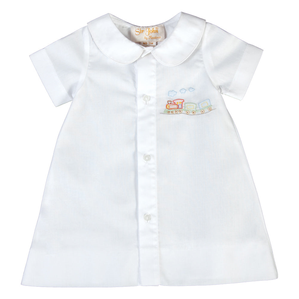 Train Shadow Embroidered White Boy Daygown 17SP AYR 6035 DGB