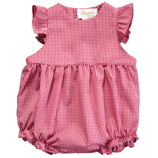Red Gingham Ruffled Girl Angel Sleeve Bubble 18 AYR 6040 BUG REDG