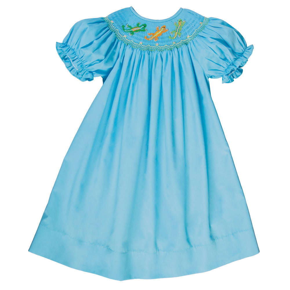 Lizard Lounge Aqua Blue Smocked Bishop 17SU 6045 A