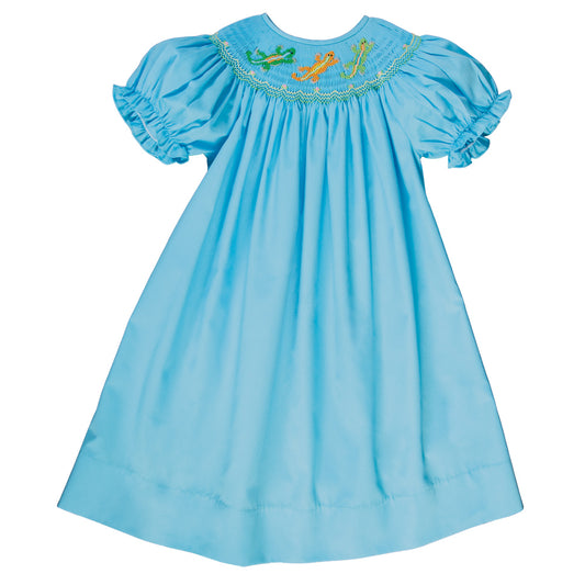 Lizard Lounge Aqua Blue Smocked Bishop 17SU 6045 A