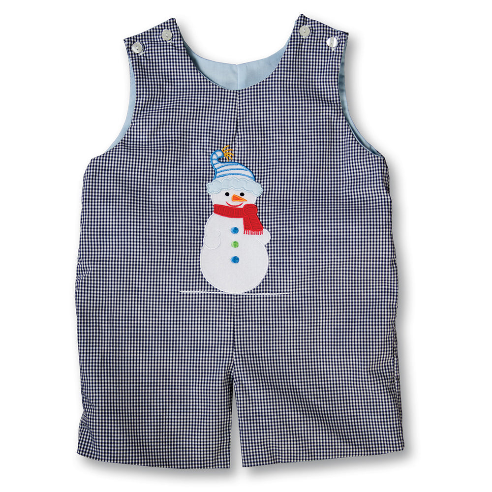 Snowman Medium Blue English Smocked Reversible Romper 17H 6056 R