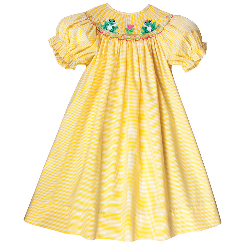The Frogs Yellow Gingham Smocked Bishop 17SU 6059 A