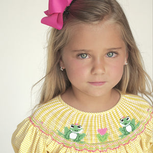 The Frogs Yellow Gingham Smocked Bishop 17SU 6059 A