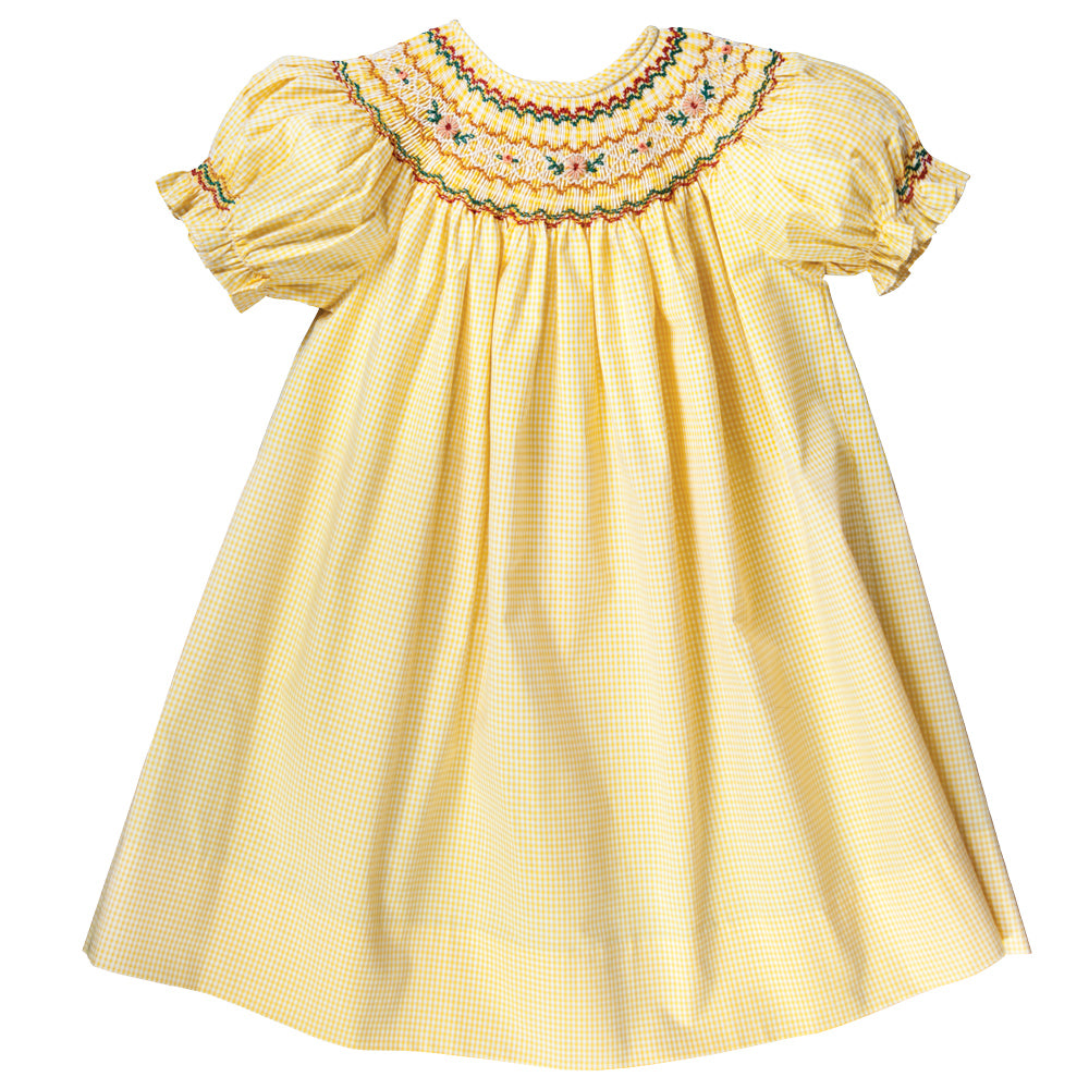Yellow Gingham English Smocked Bishop 17F 6061 A
