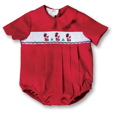 Dashing Reindeer Red Smocked Boy Bubble 17H 6075 BUB