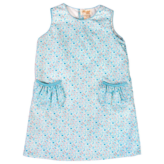  Floral Meadow Lt. Blue Print Aline w/Pockets 100% Cotton 17SU 6077 C