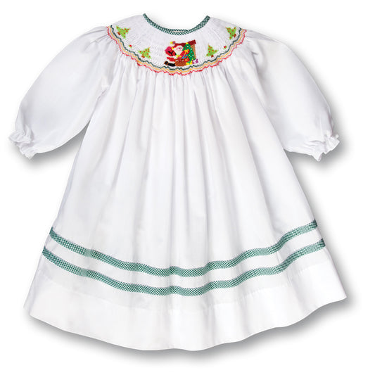 Christmas Eve Santa Long Sleeve White Smocked Bishop 17H 6103 B