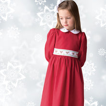 Candy Canes Red Hand Embroidered Long Sleeve Baby Dress w/Collar & Sash 17H 6105 D