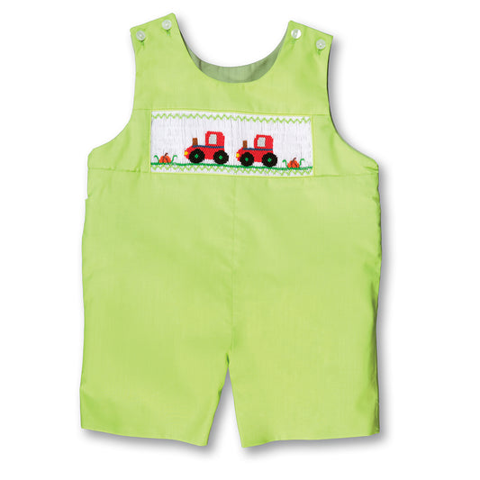 Trotting Tractors Apple Green Reversible Smocked Romper 17F 6107 R