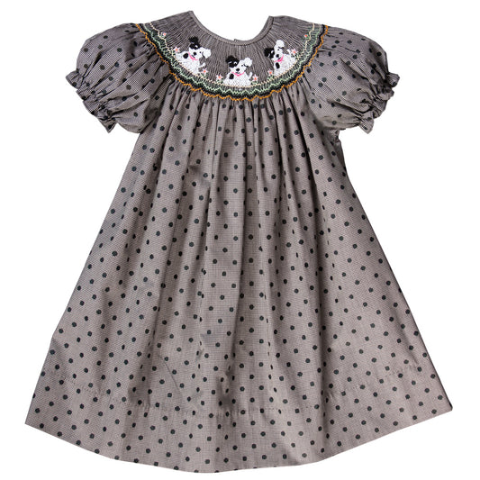 Spotty Dogs Polkadot Black Tiny Gingham Smocked Bishop 17F 6108 A