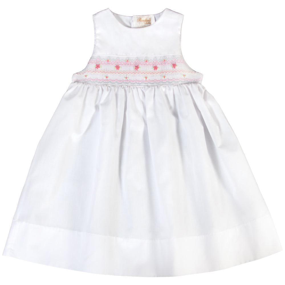 Coastal White Pink English Smocked Sundress 18SU 6140 SD