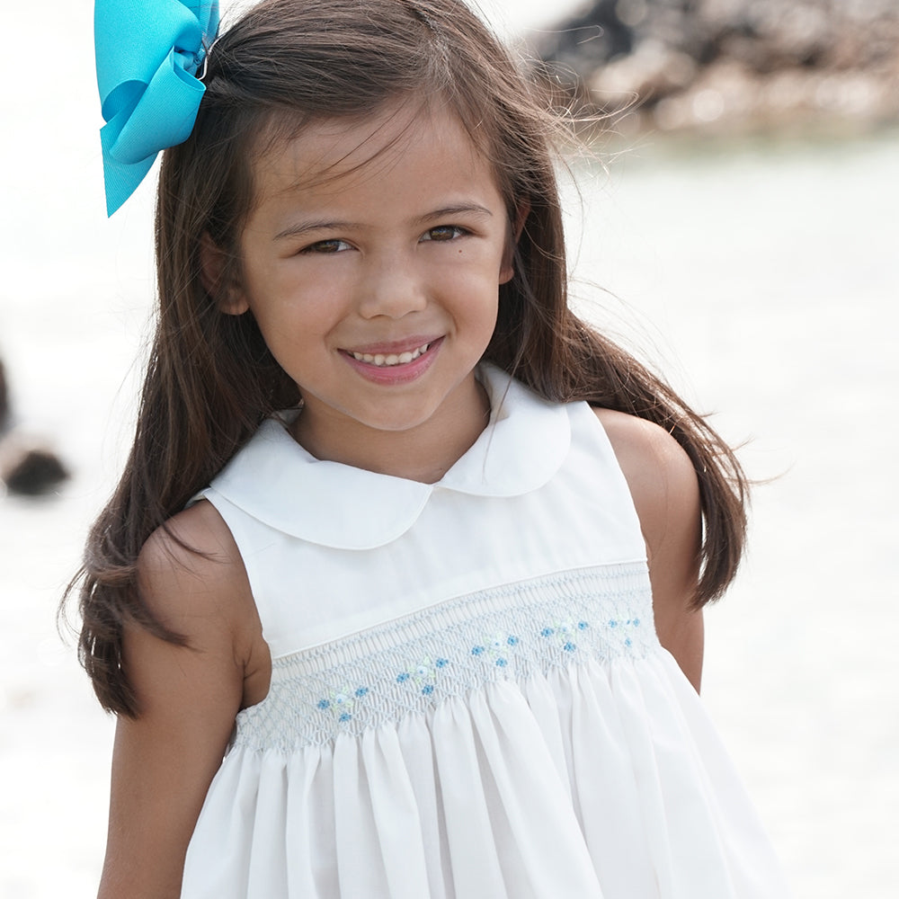 Alice White Blue English Smocked Sundress w/Peter Pan Collar 18SU 6142 SD