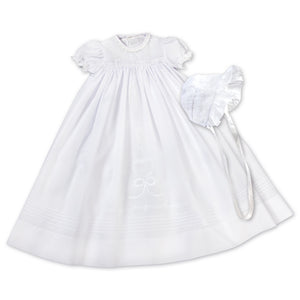 Heart & Bow White Christening Gown with Bonnet & Slip AYR 6160 CG