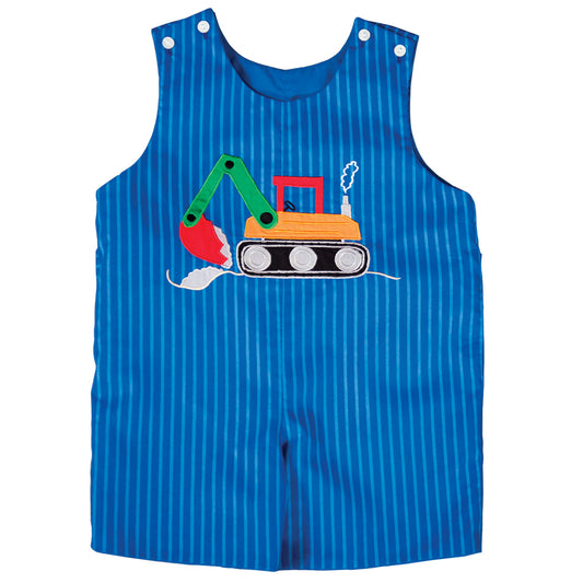 Backhoe Royal Blue Striped Reversible Romper 18SU 6177 R