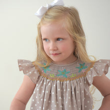 Sea Stars Tan White Dot Smocked Angel Sleeve Bishop 18SU 6255 A