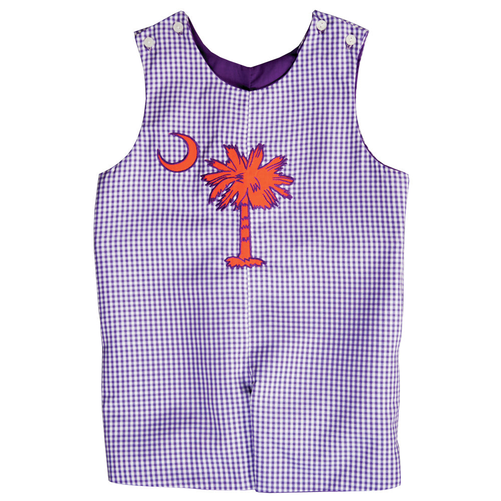 Orange Palmetto Purple Gingham Romper 18 AYR 6270 R PUR