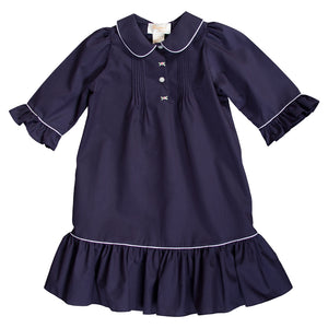 Ellie Navy Blue Pleated Dress with Bell Sleeves 18F 6325 D