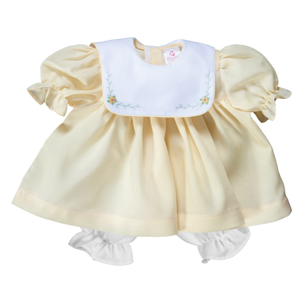 Bullion Flowers Embroidered Yellow Doll Dress w/ White Collar 17 AYR 6371 DD