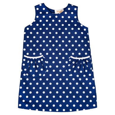 Royal Blue Light Blue Dotted Aline with Pockets 18F 6453 C