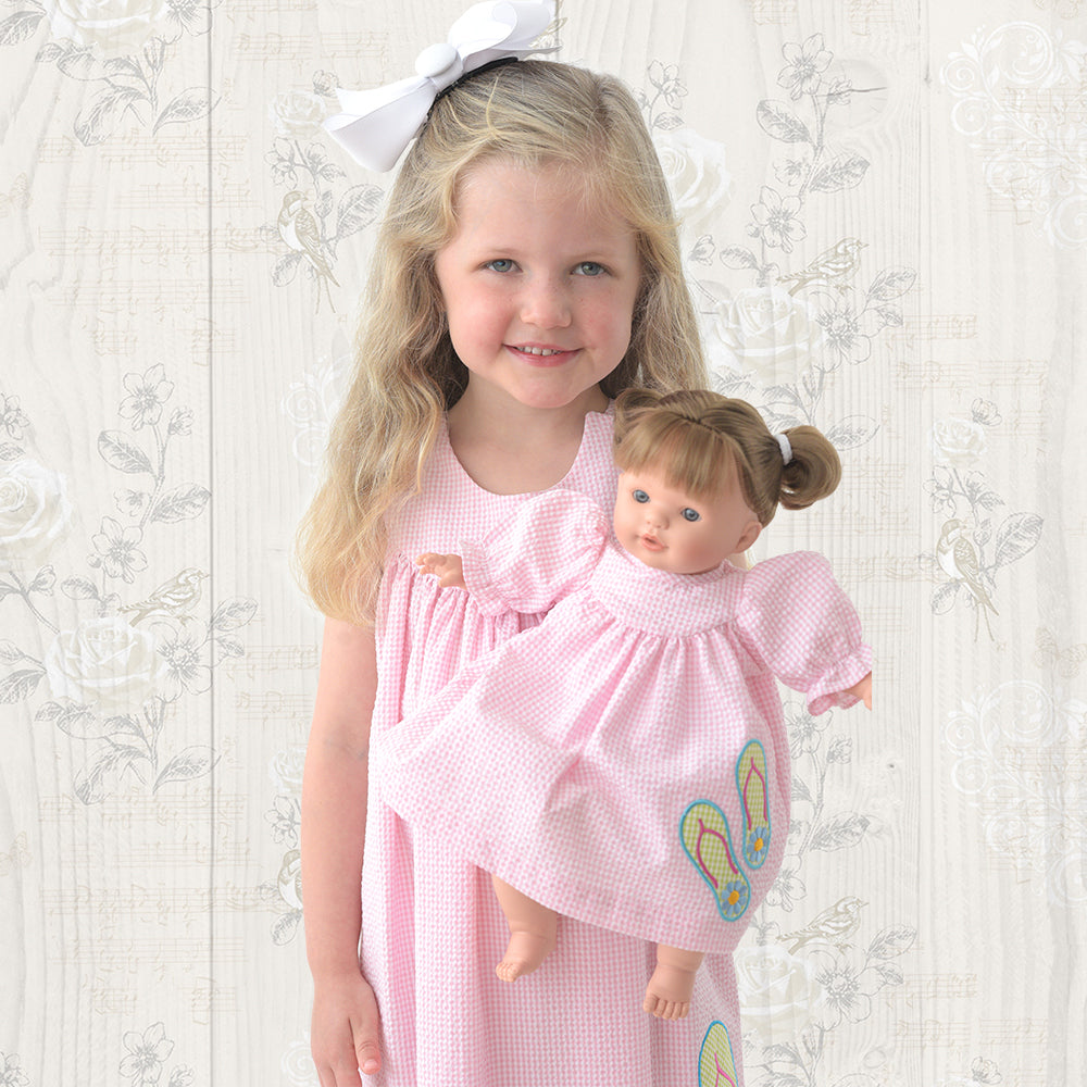 Flip Flops Applique Pink Gingham Seersucker Sundress 19SU 6467 SD