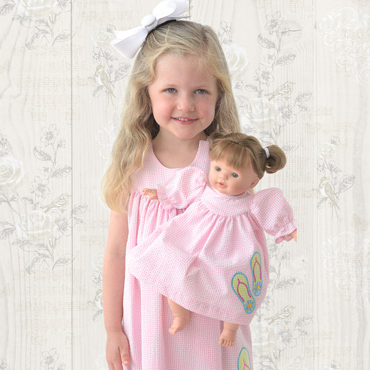 Flip Flops Applique Pink Gingham Seersucker Sundress 19SU 6467 SD